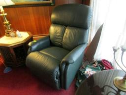 GREEN LEATHER LAZY BOY ROCKER RECLINER