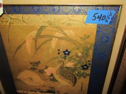 TWO ORIENTAL PRINTS IN GILT FRAMES 19 X 19