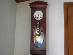 STRAUSBOURG MANOR 21 DAY CLOCK MAHOGANY CASE 30 X 9 INCH WITH ARTIFICIAL FL