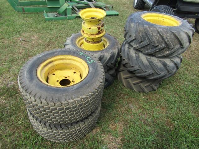 #5206 5 JD TIRES AND RIMS VARIOUS TREAD PATTERNS 5 23 X 10.5 X 12 NHS EXTRA