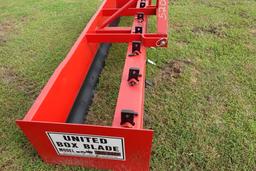 #5201 UNITED 96 HD 8' BOX BLADE LIKE NEW ADJ FORKS 3 PT HITCH