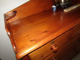 ANTIQUE PINE 4 DRAWER CHEST WITH CANDLE HOLDERS
