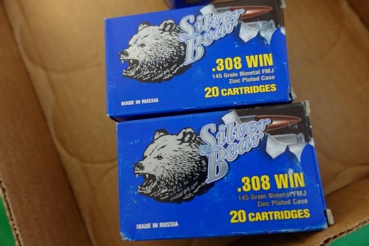 4 BOXES SILVER BEAR 308 WIN 145 GR BI METAL FMJ ZINC PLATED CASES