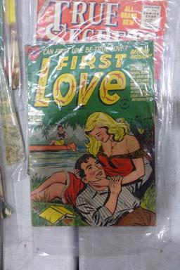 LOT OF 5 10 CENT COMICS INCLUDING FIRST LOVE TRUE SEACRETS ROMANCE AND MARR