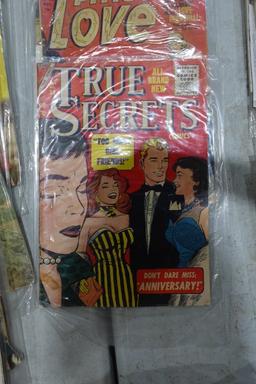 LOT OF 5 10 CENT COMICS INCLUDING FIRST LOVE TRUE SEACRETS ROMANCE AND MARR