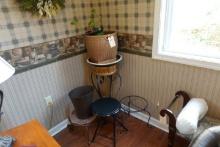 CORNER LOT INCLUDING WROUGHT IRON PLANTERS STOOL AND MORE