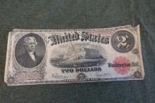 LARGE $2 RED NOTE SERIES 1917 WITH DAMAGE TO 3 CORNERS