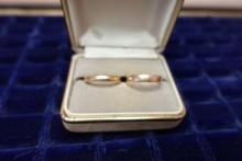 2 YELLOW GOLD 14KT WEDDING BANDS SIZE 10.5 5.1 DWT