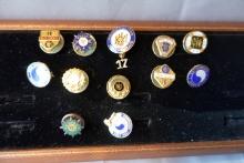 12 AWARD PINS SOME 14KT GOLD EARLY 1900S