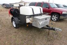 #1431 HOT WATER POWER WASH ON TRAILER NO TITLE 2 5/16 BALL MOUNT 200 GALLON