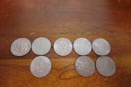 8 KENNEDY 1/2 DOLLARS INCLUDING 1973 2 1976 1981 4 1990