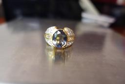 STERLING RING SIZE 11 WITH CZ AND VIOLET COLOR STONE W .26 T OZ