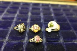 4 STERLING RINGS SIZE 10 WITH MISC STONES