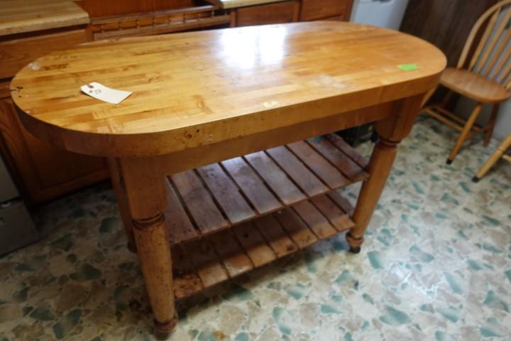 BUTCHER TOP TABLE APPROX 52 INCHES
