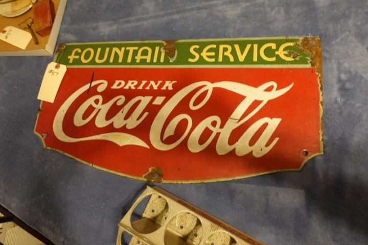 ANTIQUE COCA COLA PORCELAIN SIGN MADE IN USA 1935 HAS SOME CHIPPING AROUND