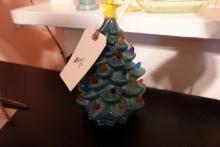 CERAMIC MINIATURE CHRISTMAS TREE BATTERY OPERATED