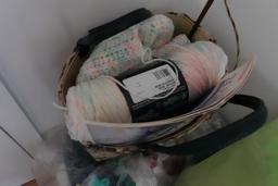 LOT OF KNITTING SUPPLIES YARNS NEEDLES ETC