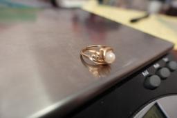 14 KT YELLOW GOLD RING WITH PEARL SIZE 4.5 1.3 DWT