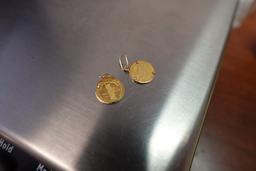 2 SMALL GOLD PCS BOTH MARKED 24 KT .6