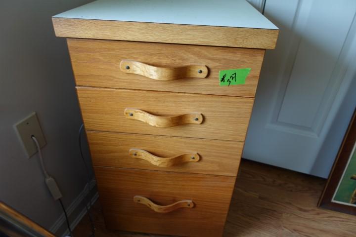 4 DRAWER WOODEN NATURAL FINISH CABINET 30 X 17 X 18