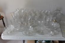 APPROX 60 PC CAMBRIDGE GLASS EARLY 1900 DIANE  PATTERN INCLUDING WINE GLASS