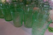 APPROX 30 PC GREEN DEPRESSION GLASSES