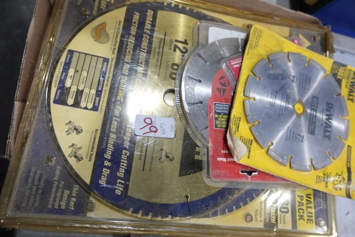 LOT NEW SAW BLADES INCLUDING 12 INCH FINE FINISH 7 INCH CEMENT SAW 4 INCH A