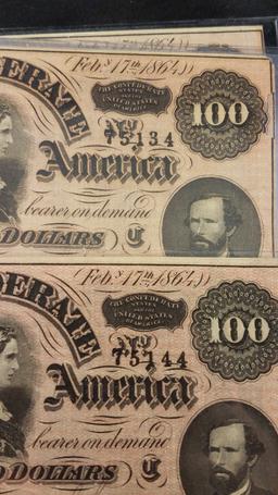 11 Consecutive Serial Number Confederate $100