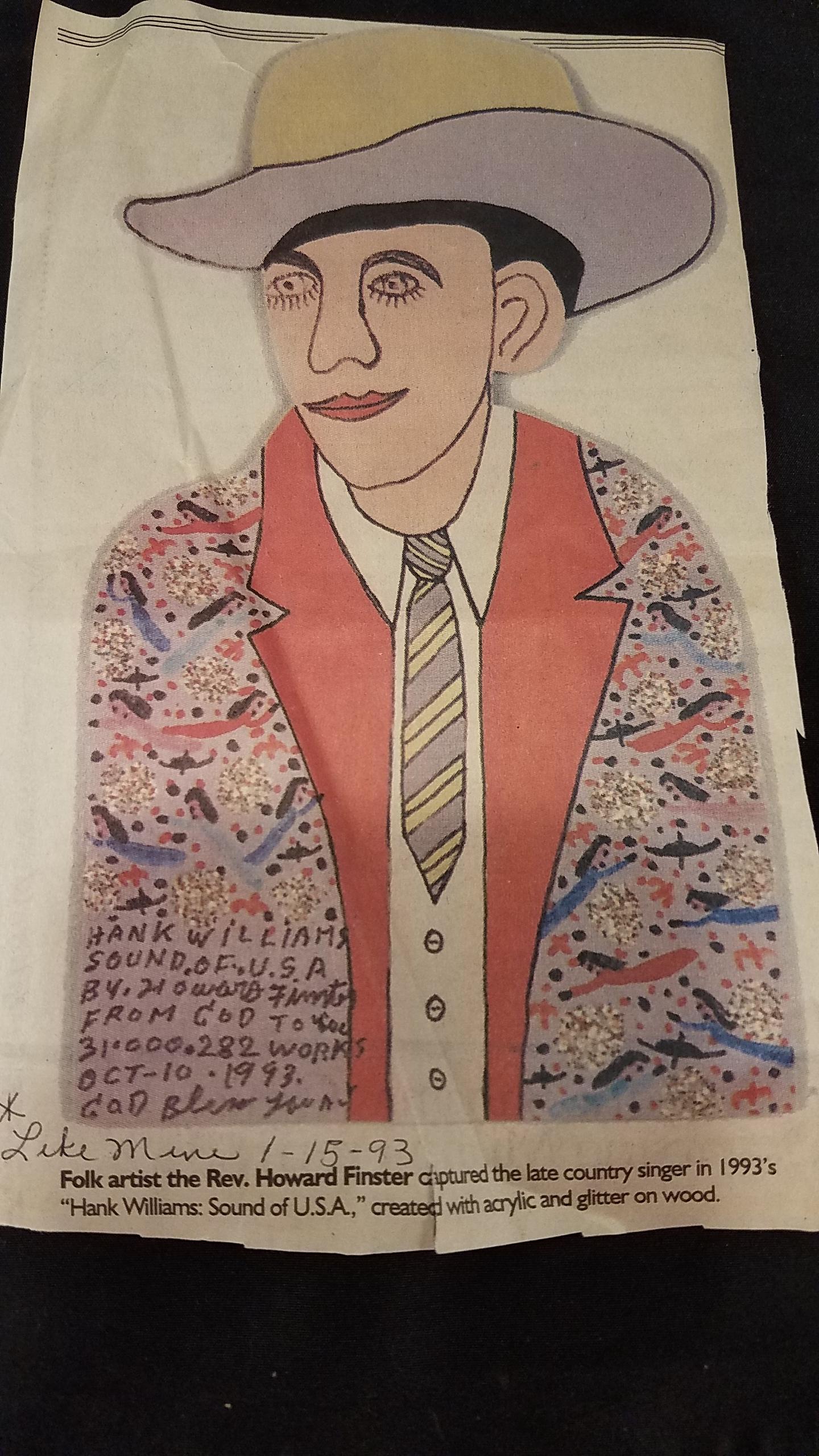 Rev. Howard Finster "Hank Williams" Folk Art