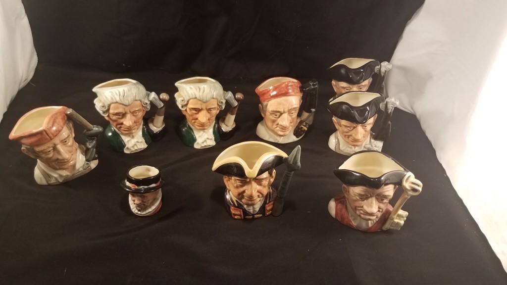 9 Small Royal Doulton Toby Mugs