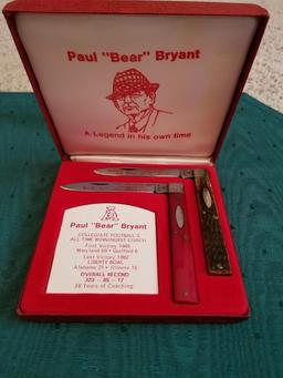 Case XX Bear Bryant Commemorative Knife Set 1980