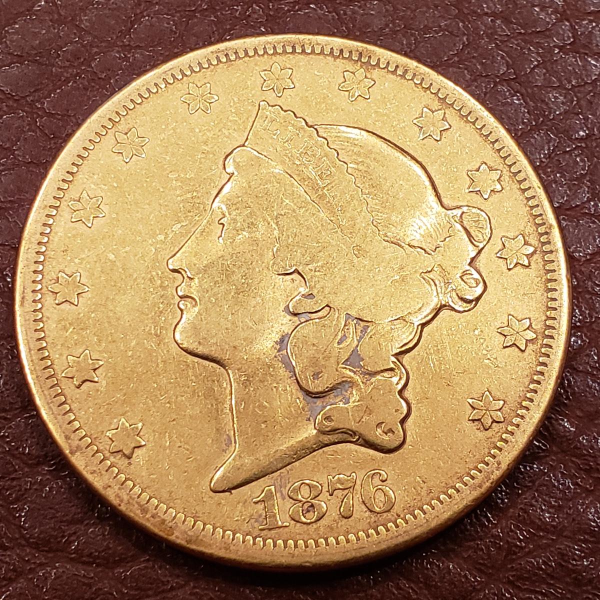1876 Liberty Head  Carson City 20.00 Gold Coin