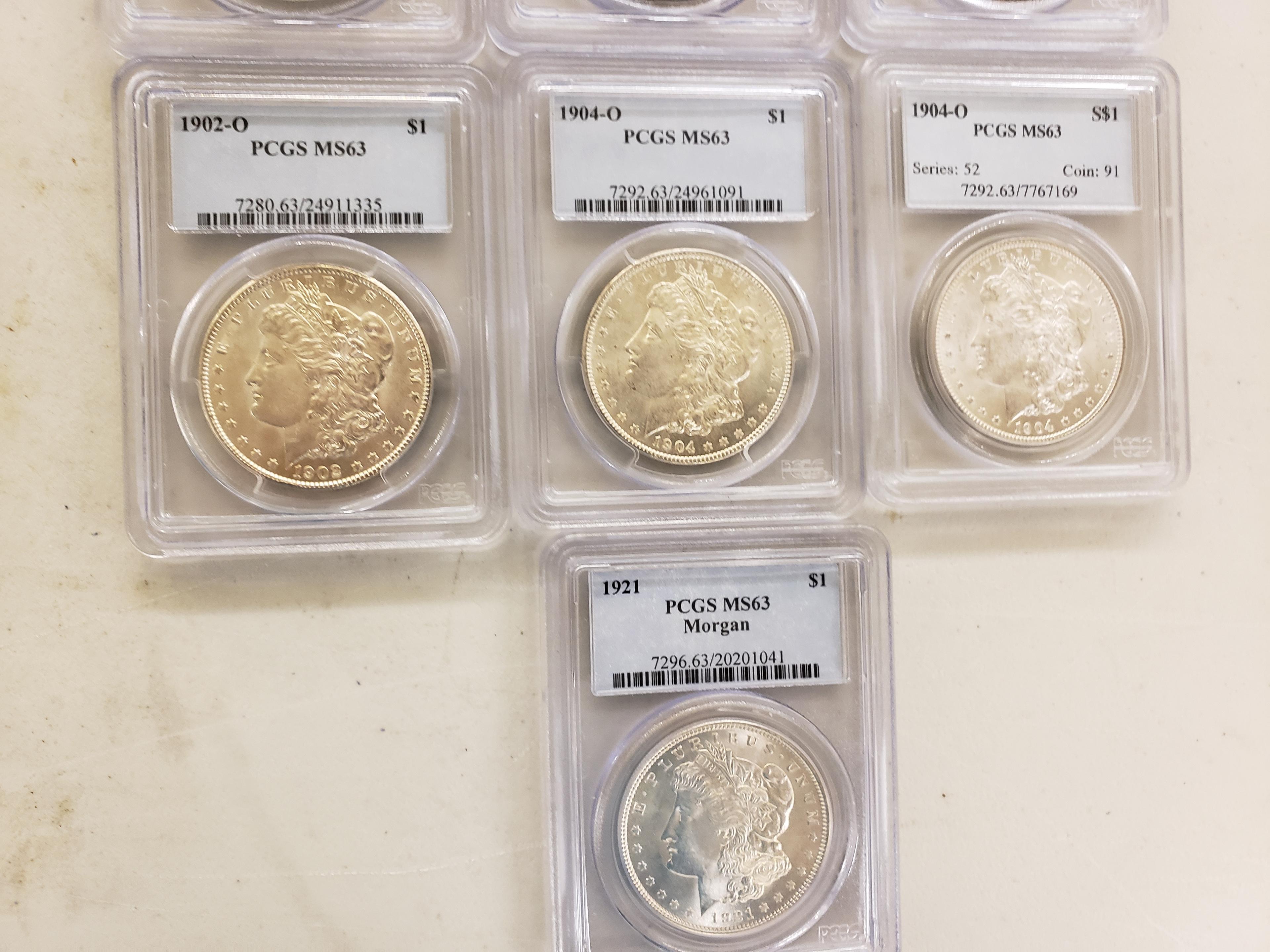 20- PCGS MS 63 Morgan Silver Dollars