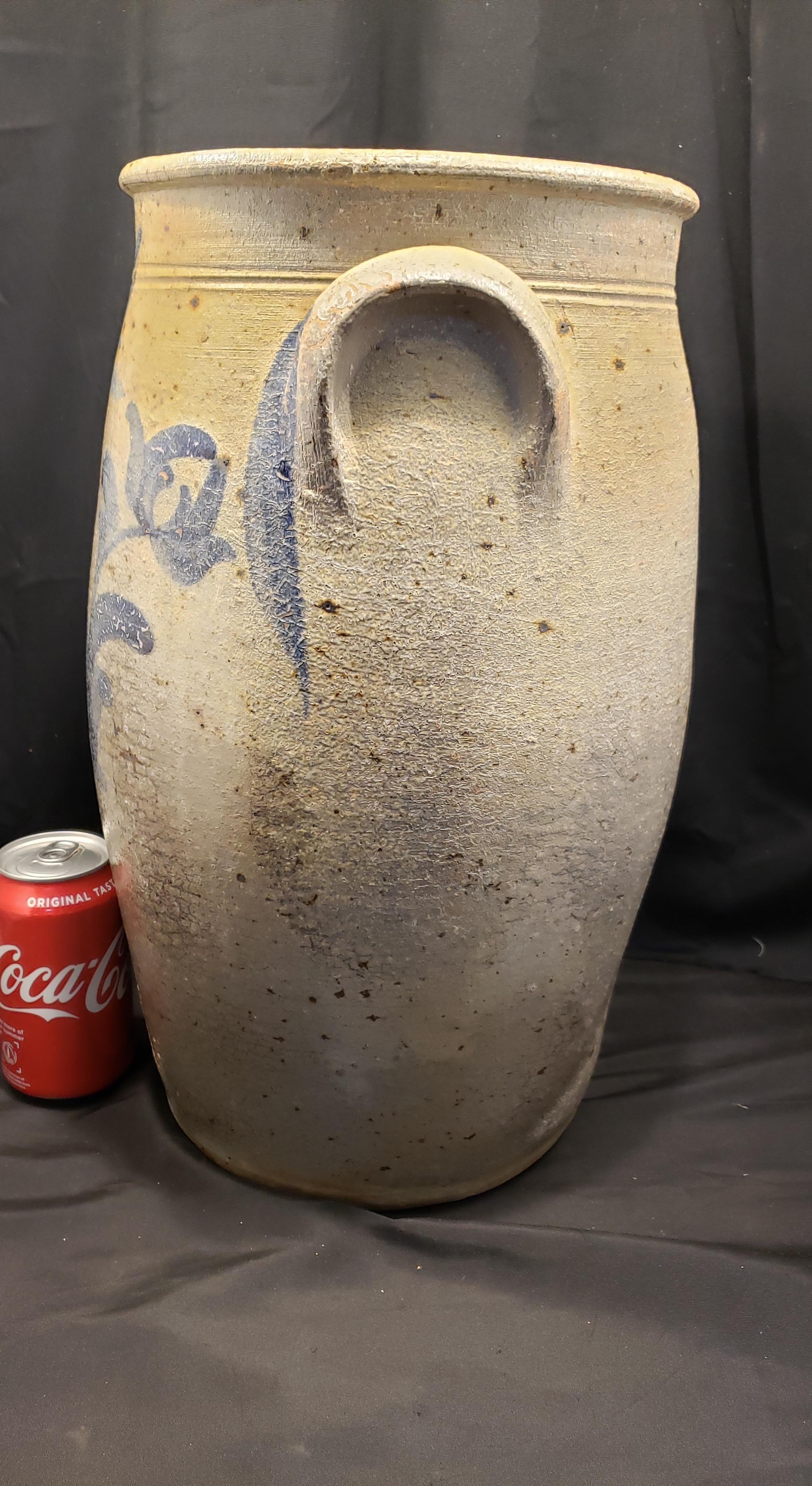 4 gallon cobalt decorated stoneware jar