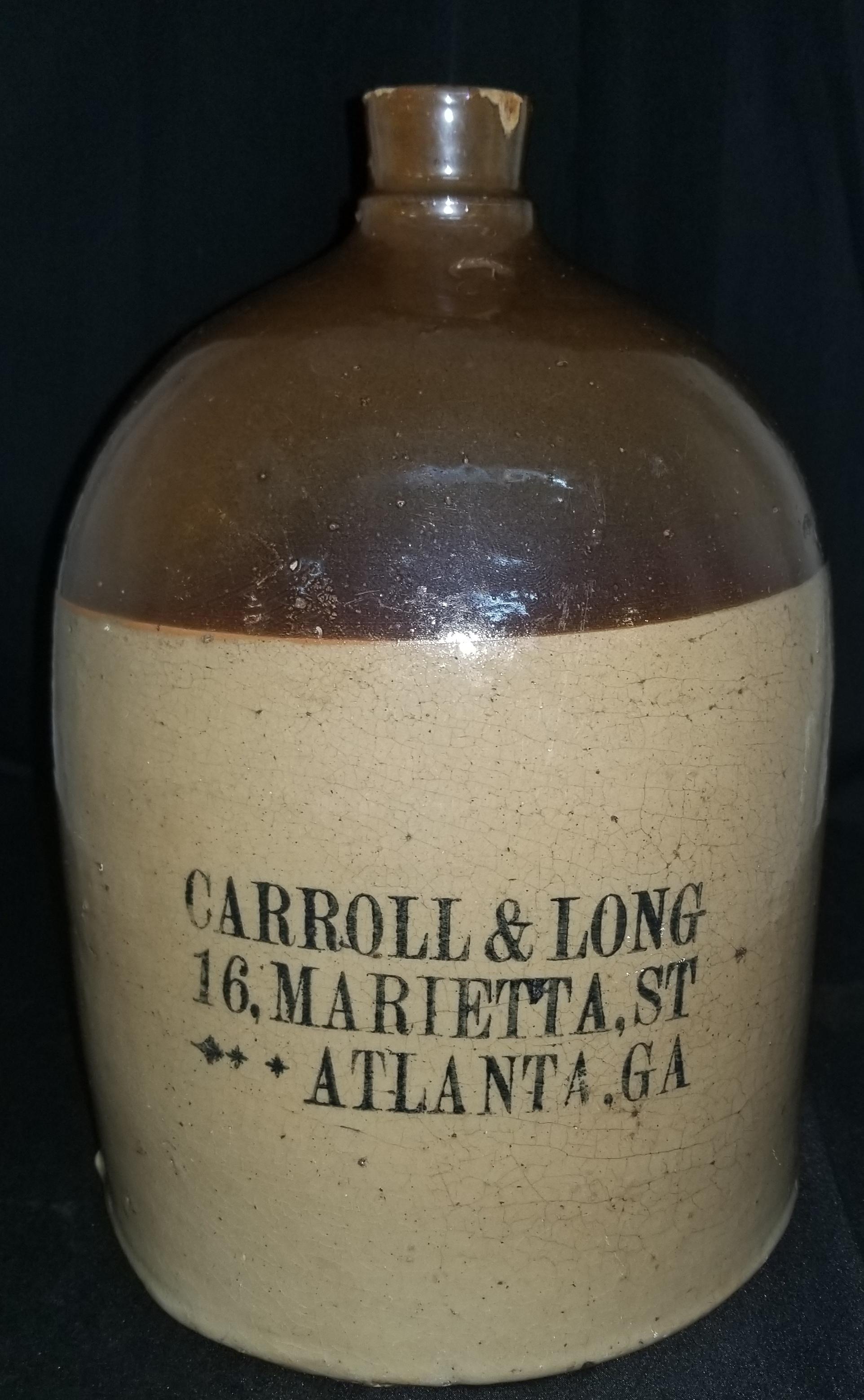 Scarce Carol & Long Atlanta Liquor Jug