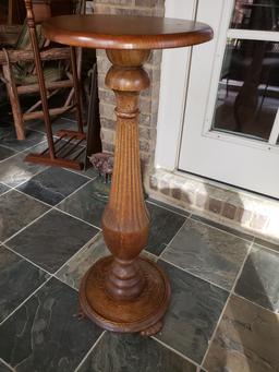 Antique Tiger Oak Plant Stand