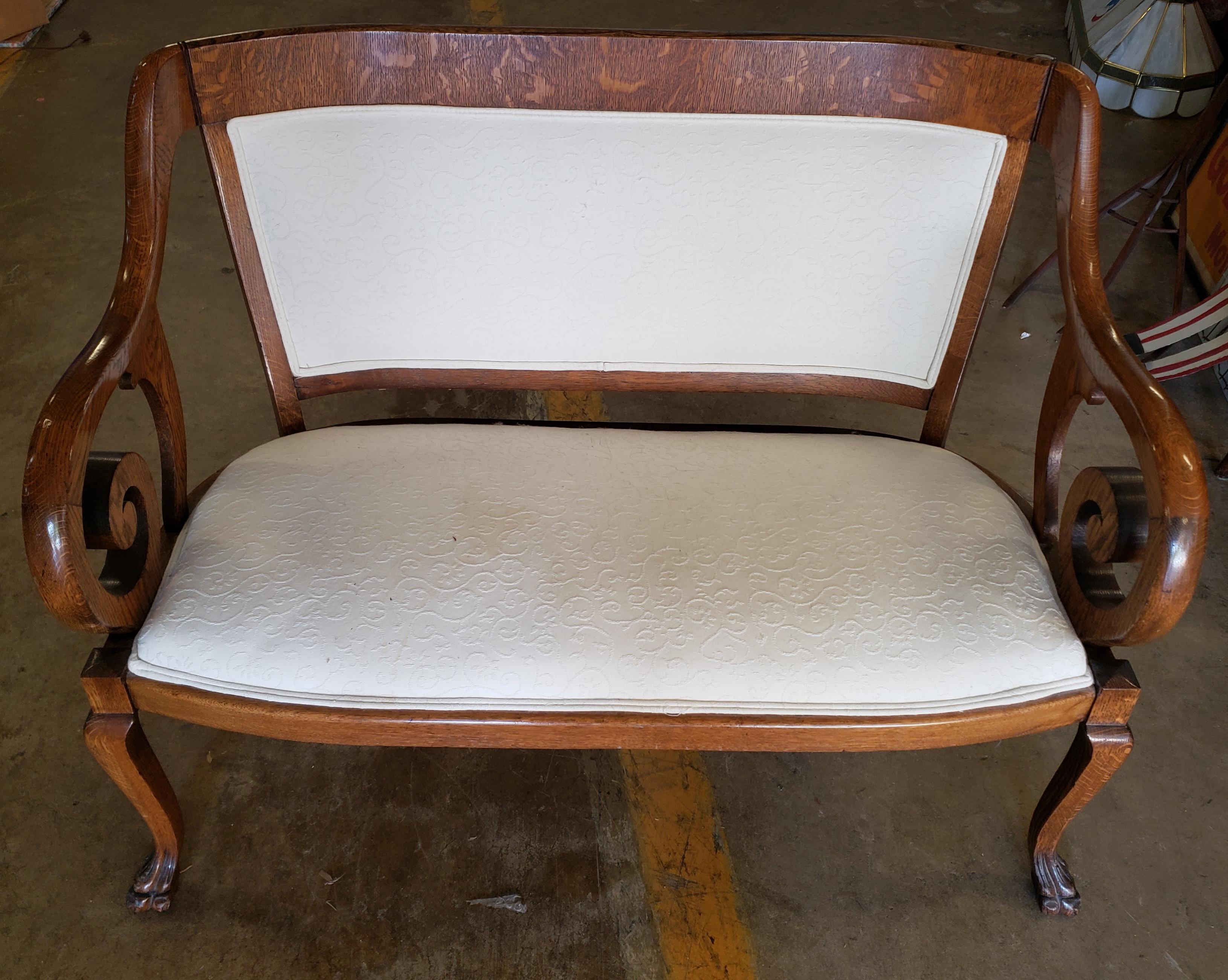 Antique Tiger Oak Settee