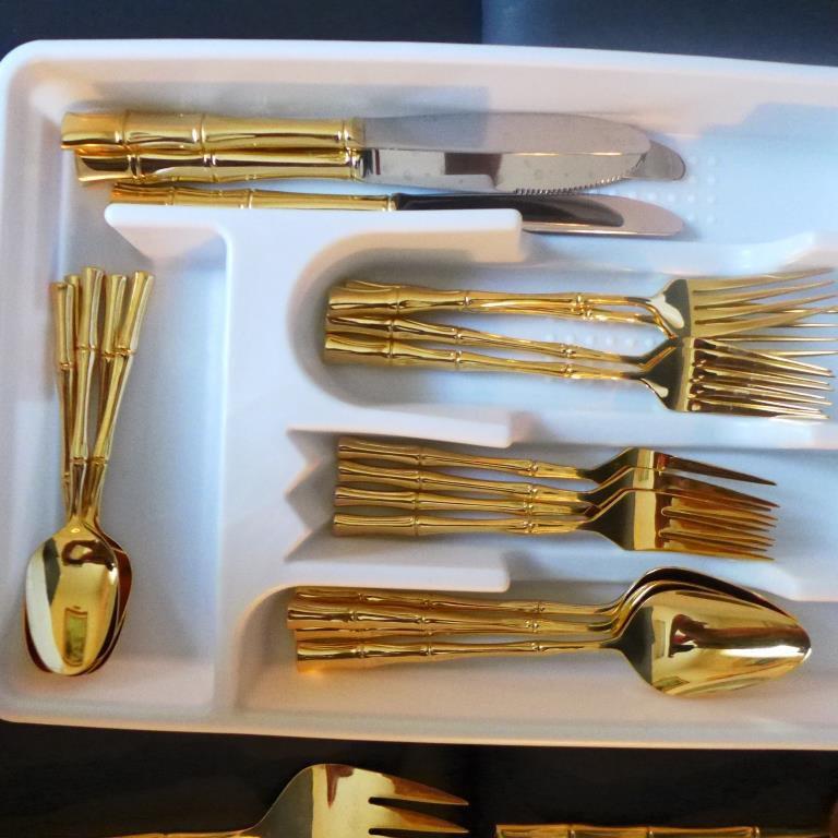 Set of Gold Plated Stainless Flatware by Supreme