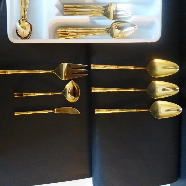 Set of Gold Plated Stainless Flatware by Supreme
