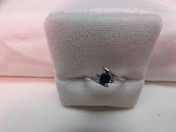 14 Kt White Gold Sapphire & Diamond Ring--Size