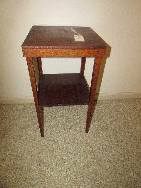 Handmade 2-Tier Table 13 1/8" Square, 23 7/8" H
