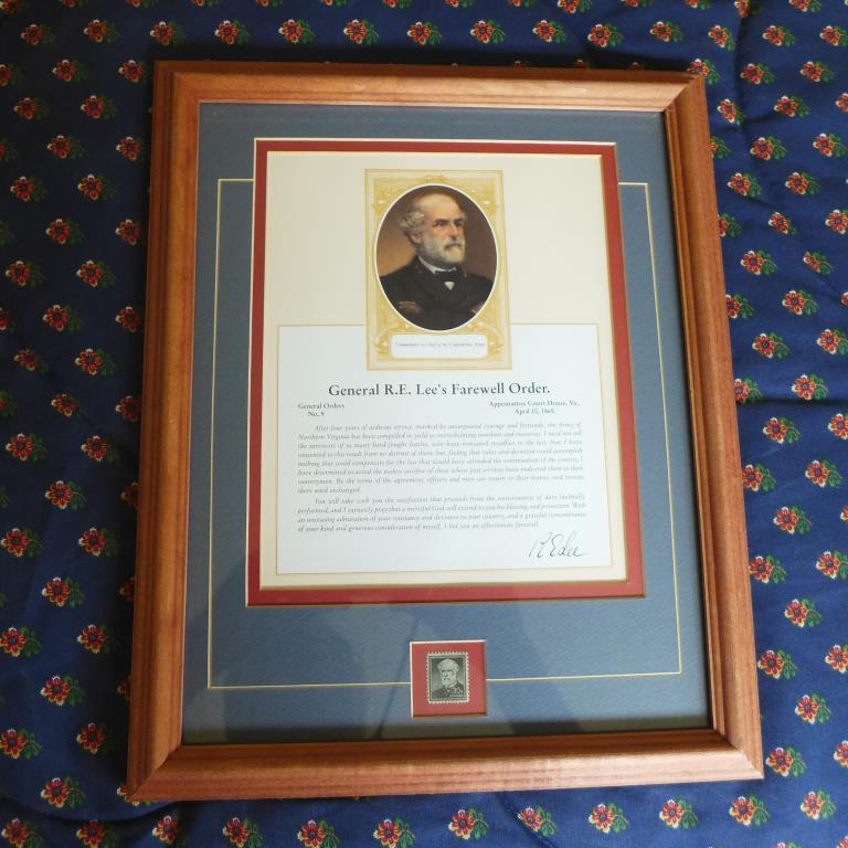 Framed U. S. Robert E. Lee Postage Stamp and