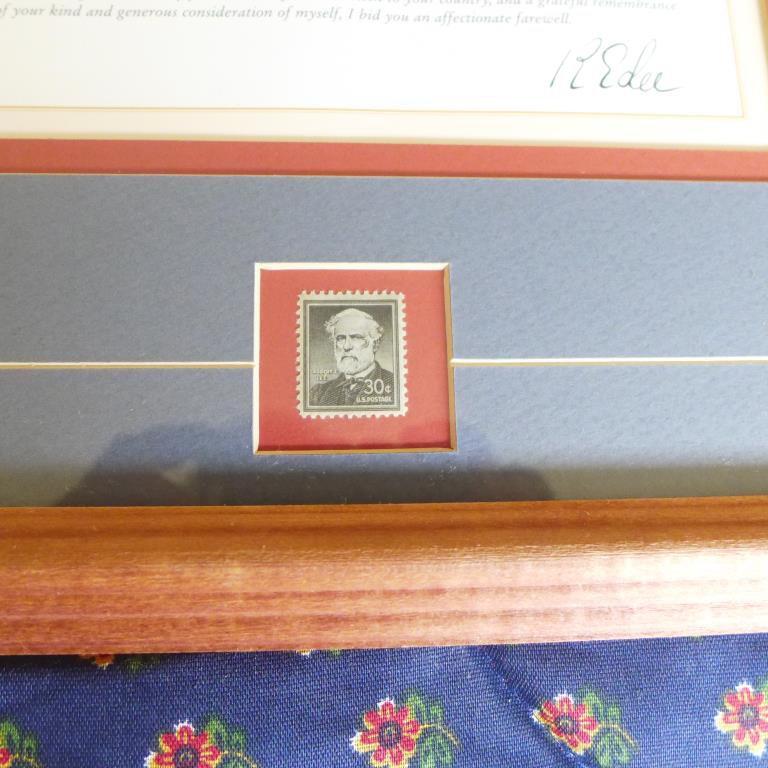 Framed U. S. Robert E. Lee Postage Stamp and