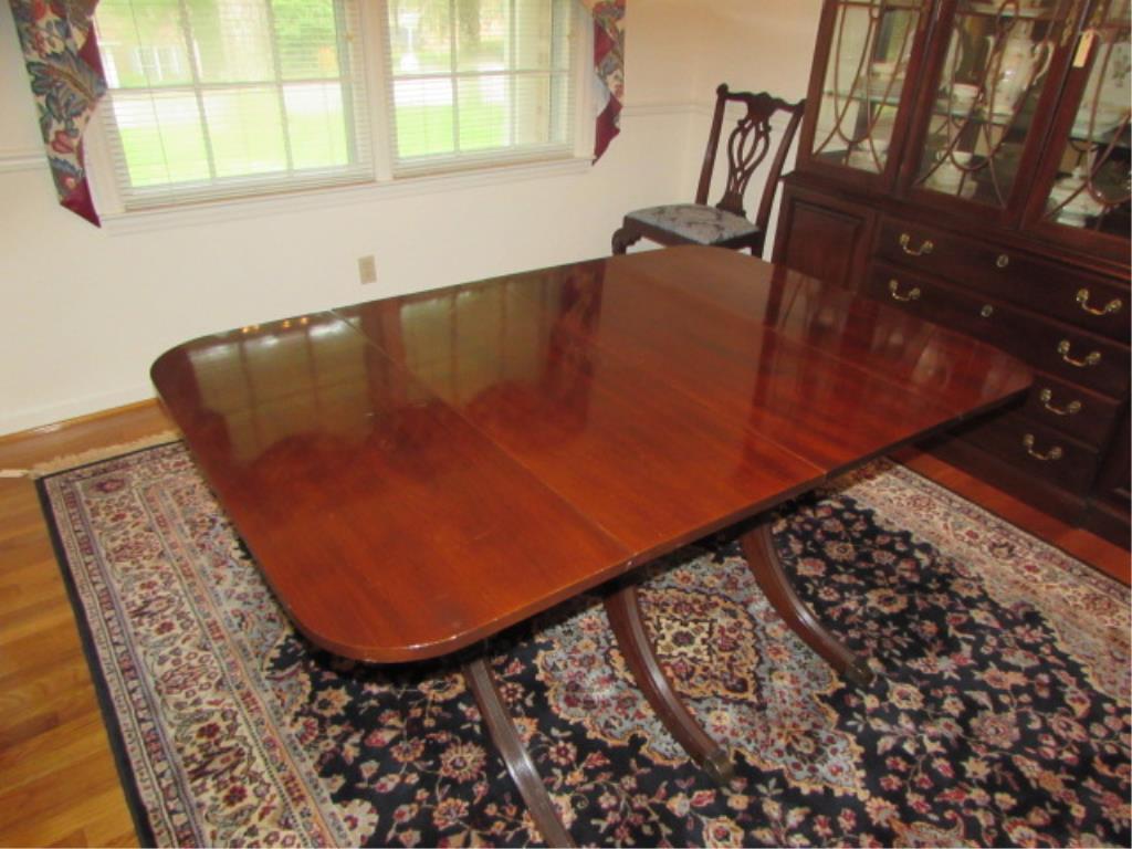 Mahogany Double Pedestal Dining Table & (6)