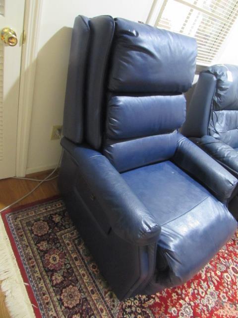 Blue Leather Massage Chair/Recliner by American