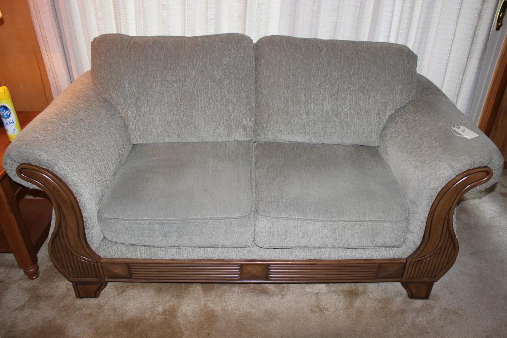 Upholstered Loveseat w/Wood Trim 70" Long