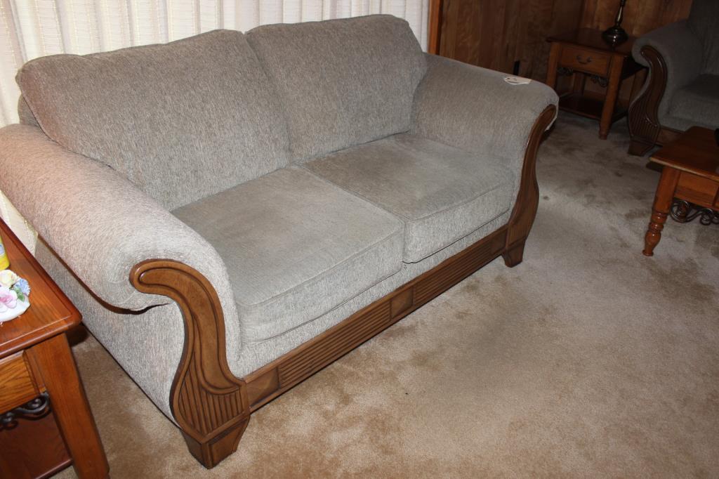 Upholstered Loveseat w/Wood Trim 70" Long