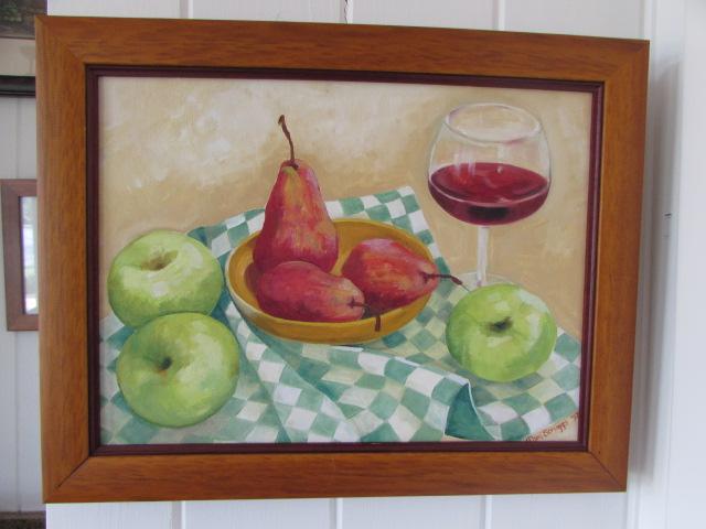 Custom Framed Oil Painting--Still Life, Signed