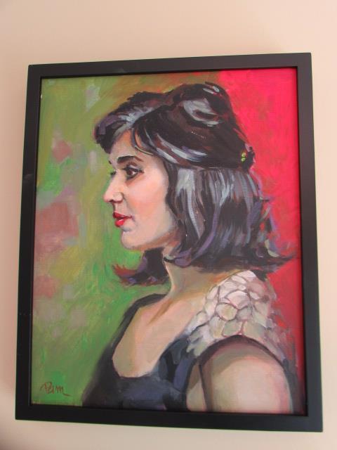 Framed Oil Painting "Snow White"--Signed Pam