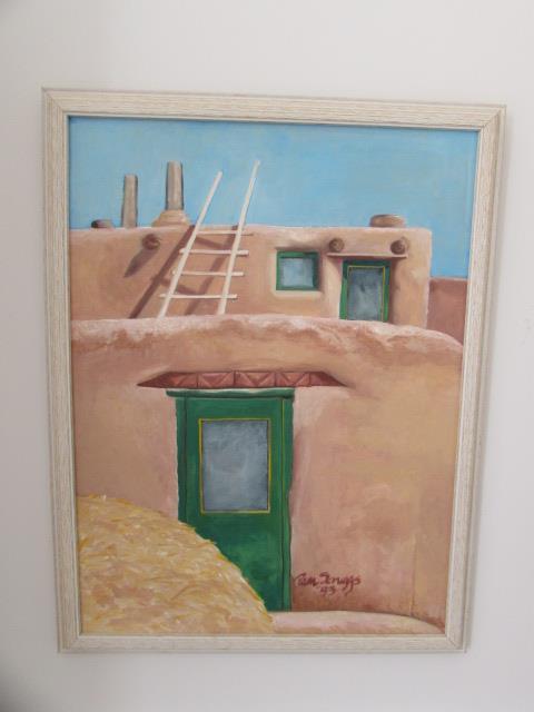 Framed Oil Painting "Taos Pueblo"--signed "Pam